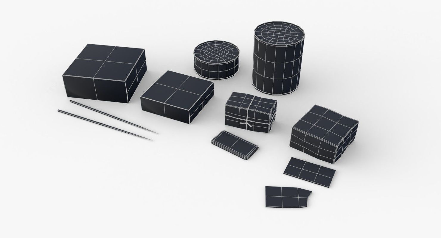 Japanese Combat Rations WWII Low-poly 3D model_10