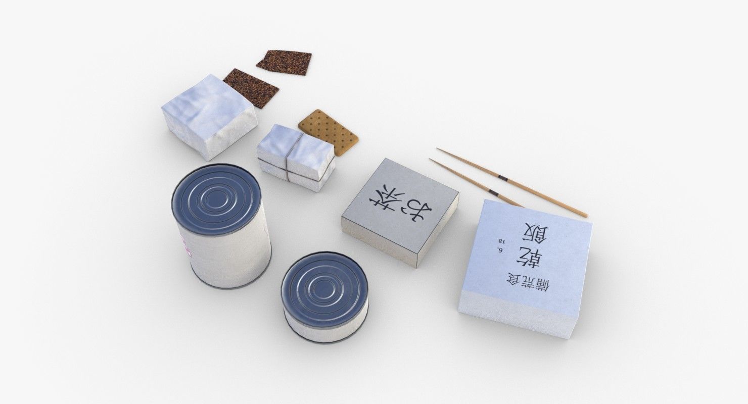 Japanese Combat Rations WWII Low-poly 3D model_3