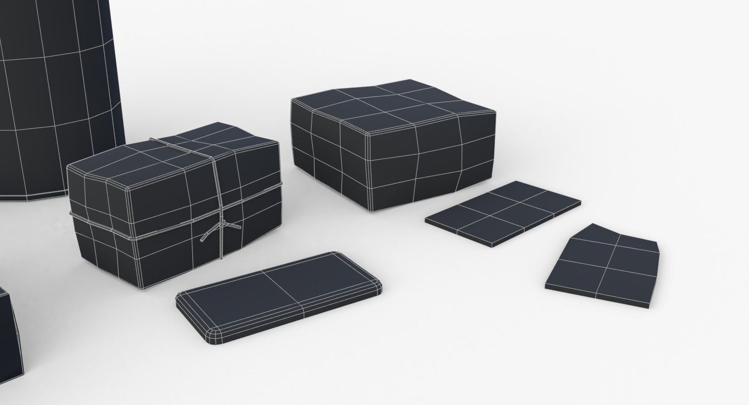 Japanese Combat Rations WWII Low-poly 3D model_17