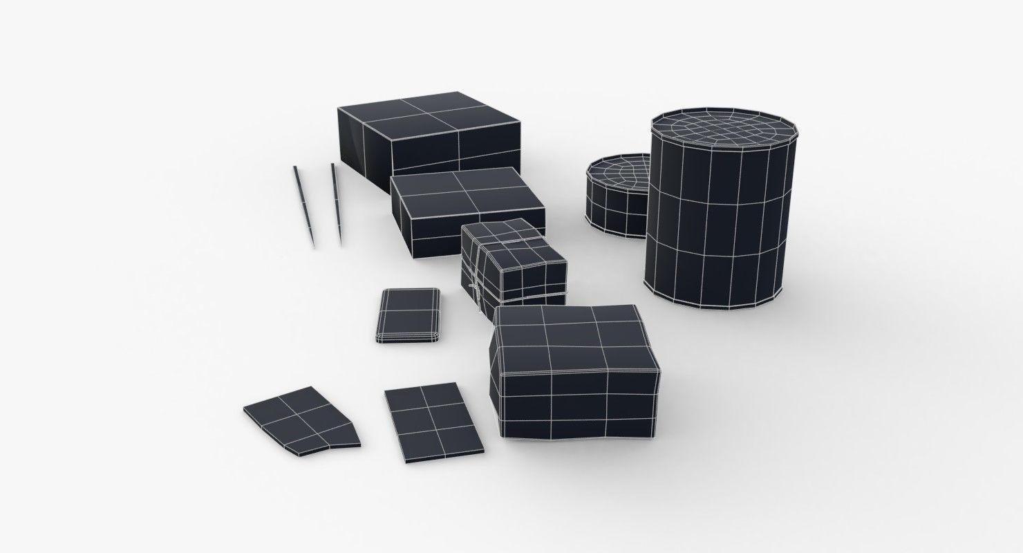 Japanese Combat Rations WWII Low-poly 3D model_14