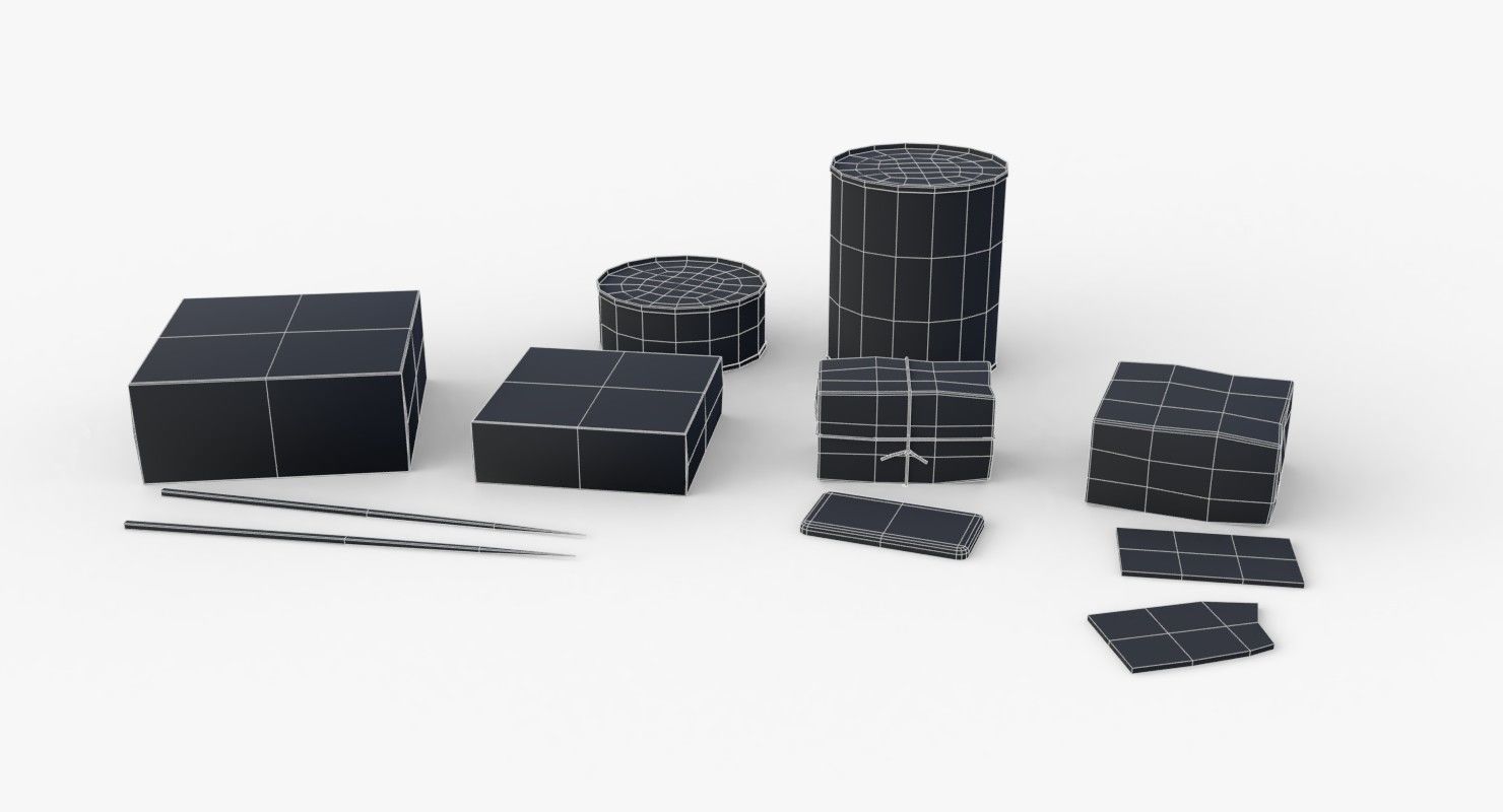 Japanese Combat Rations WWII Low-poly 3D model_15