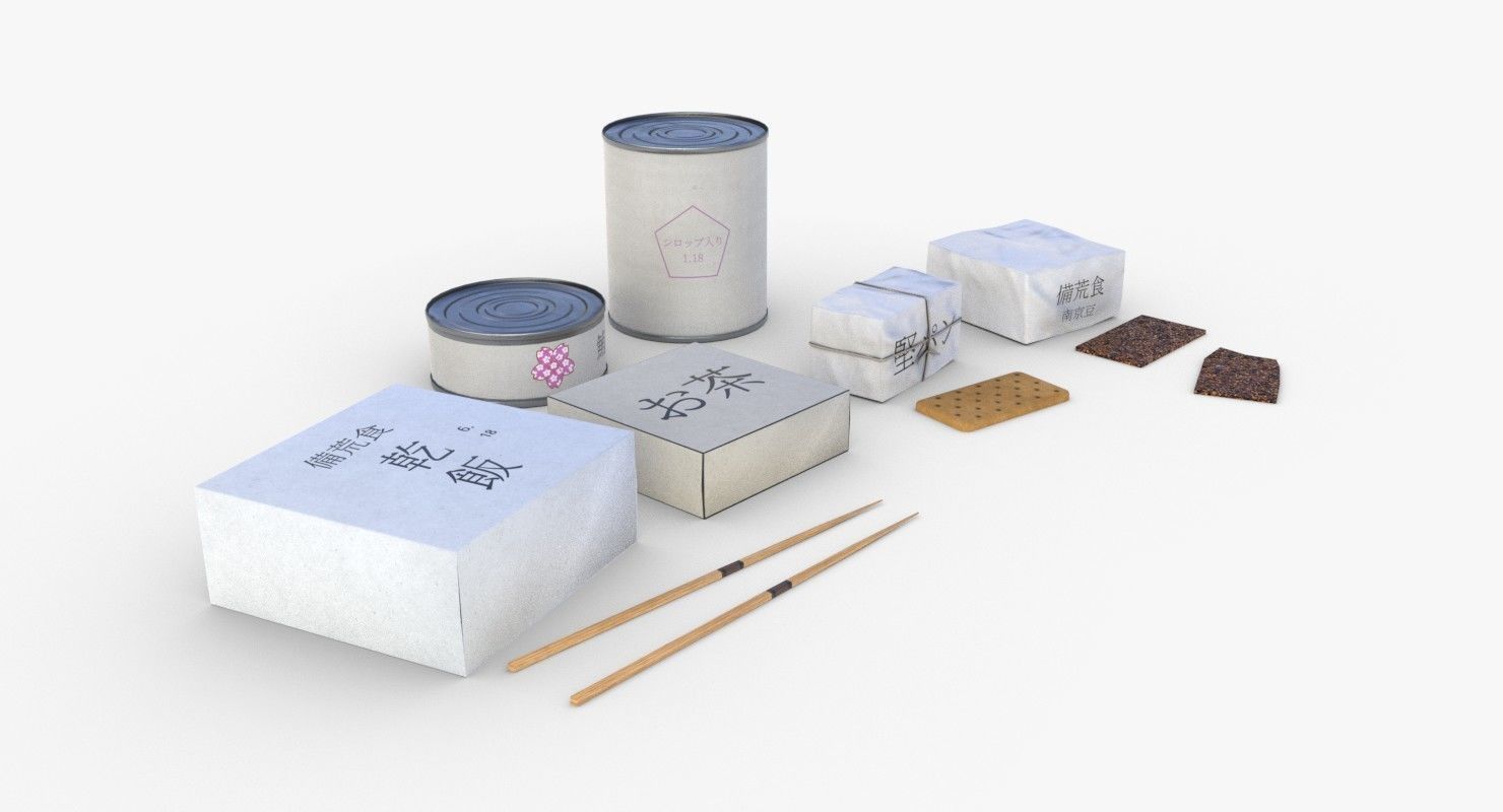 Japanese Combat Rations WWII Low-poly 3D model_2