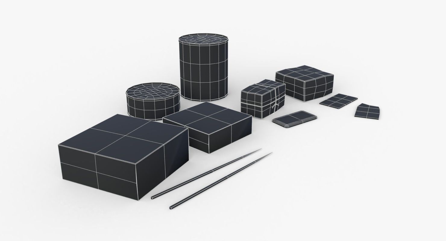 Japanese Combat Rations WWII Low-poly 3D model_11