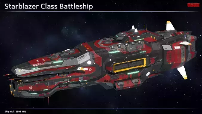 Spaceship Battleship Starblazer Low-poly 3D model