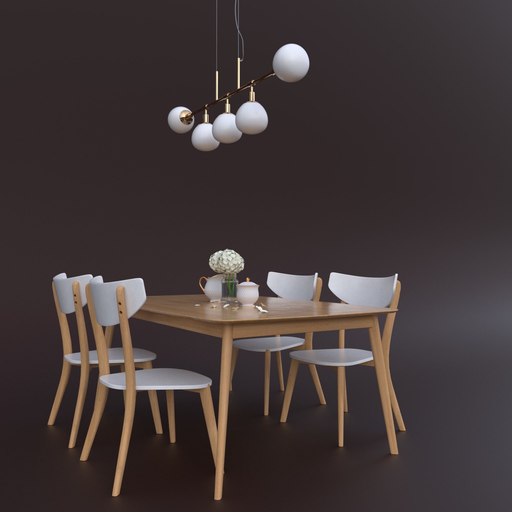 Dining table set 3D model_5