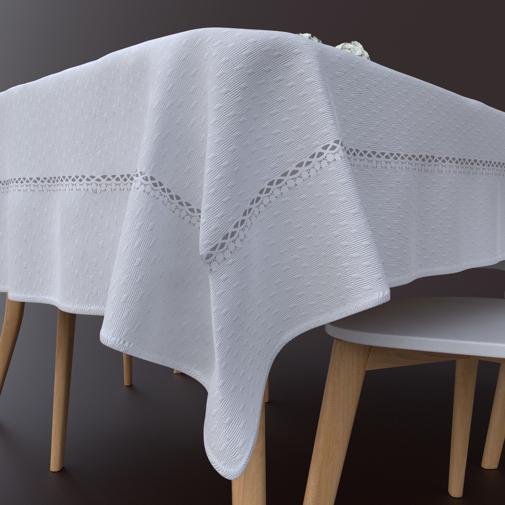 Dining table set 3D model_4