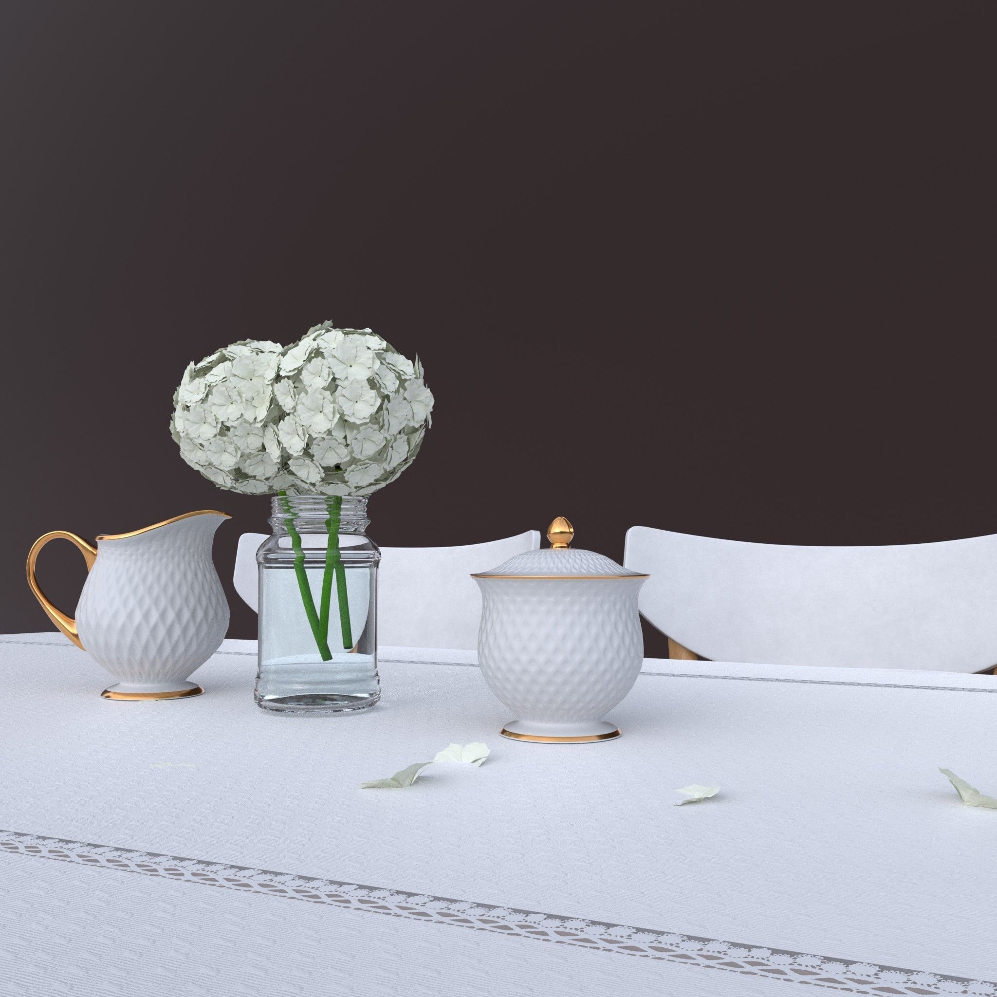 Dining table set 3D model_3