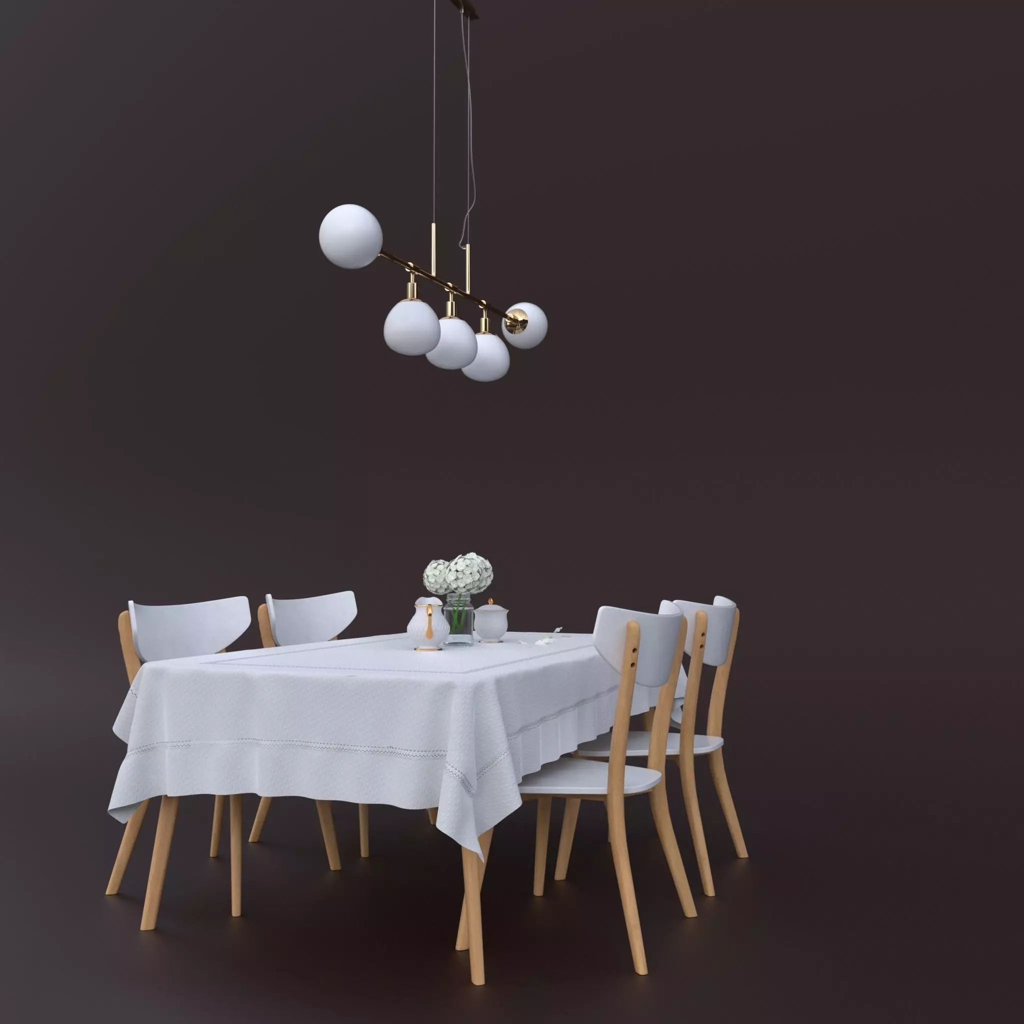 Dining table set 3D model_0