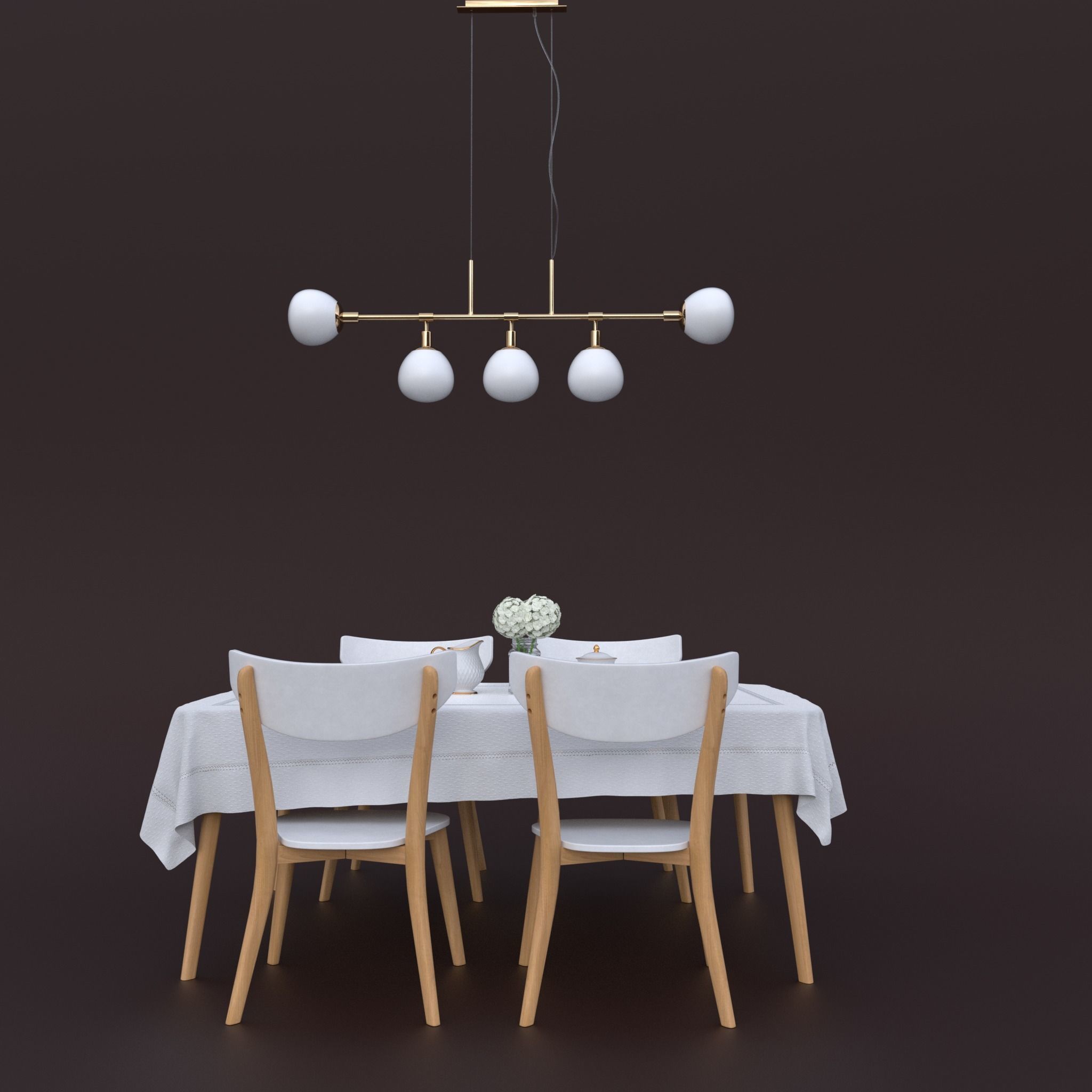 Dining table set 3D model_1
