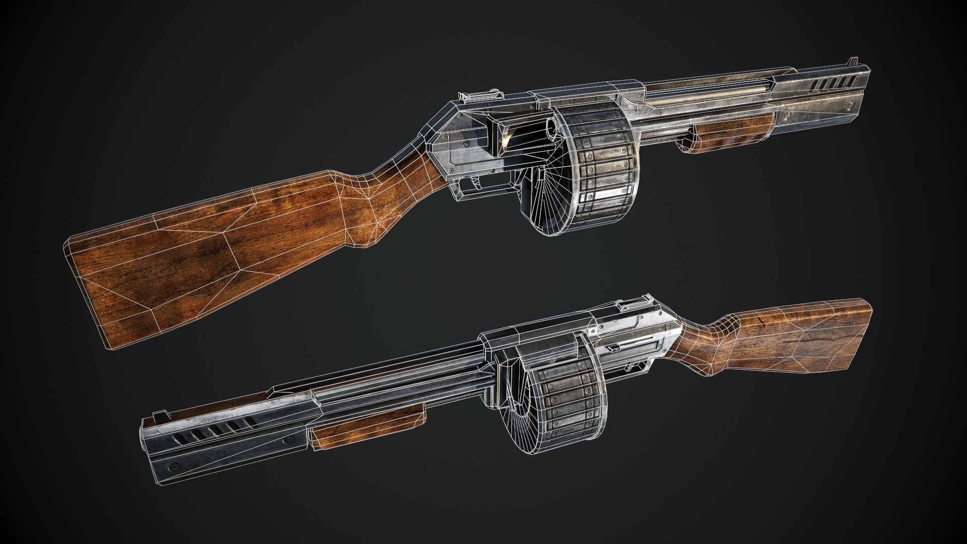 Horn 3 gun Low-poly 3D model_5