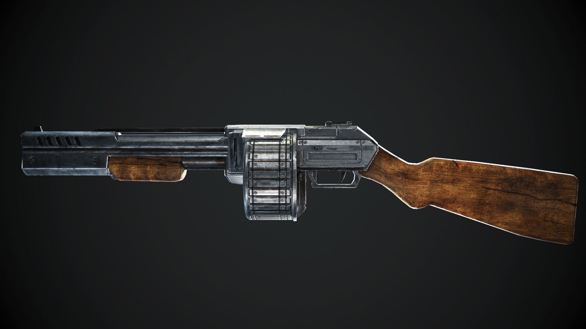 Horn 3 gun Low-poly 3D model_2