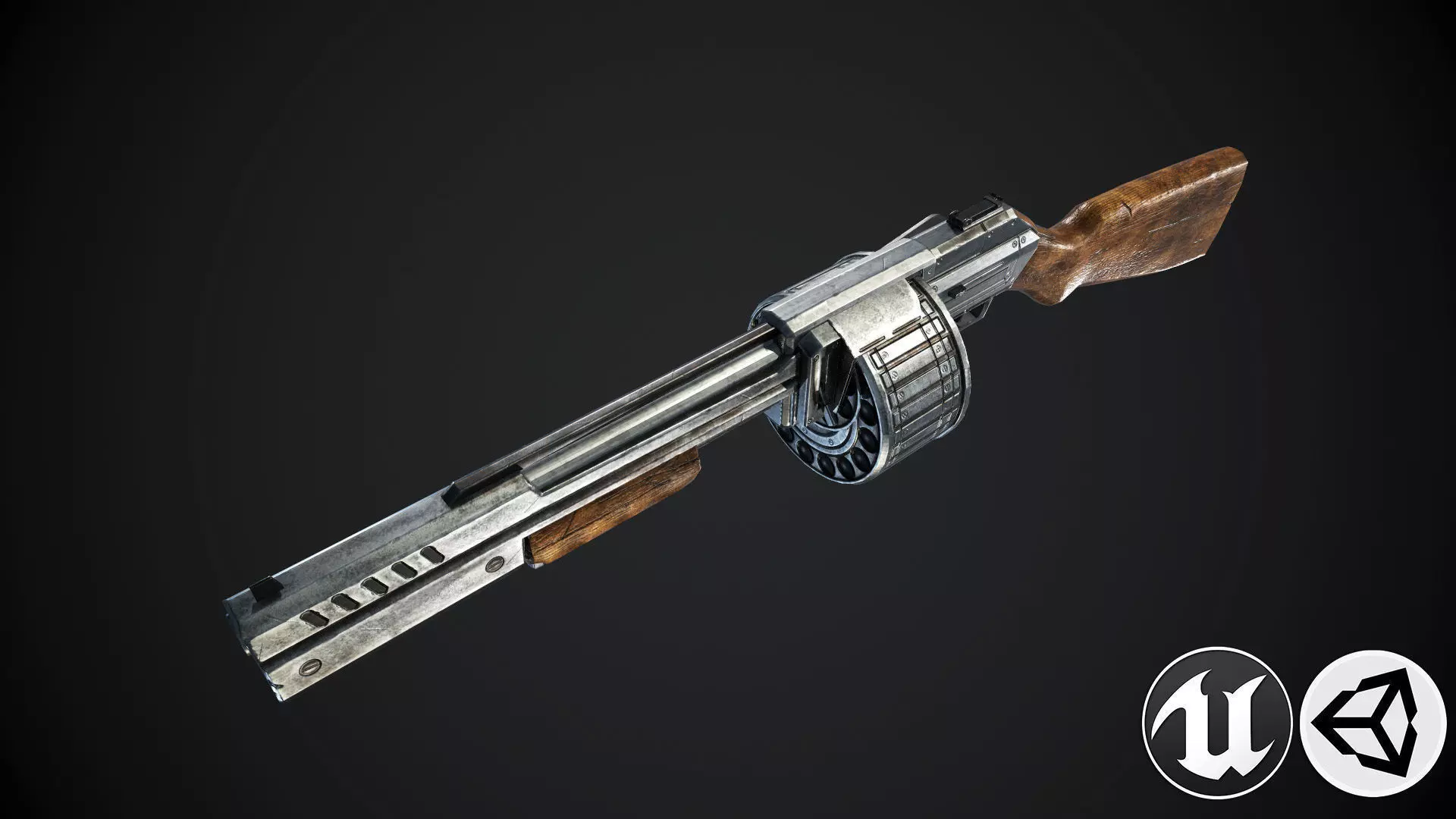 Horn 3 gun Low-poly 3D model_0