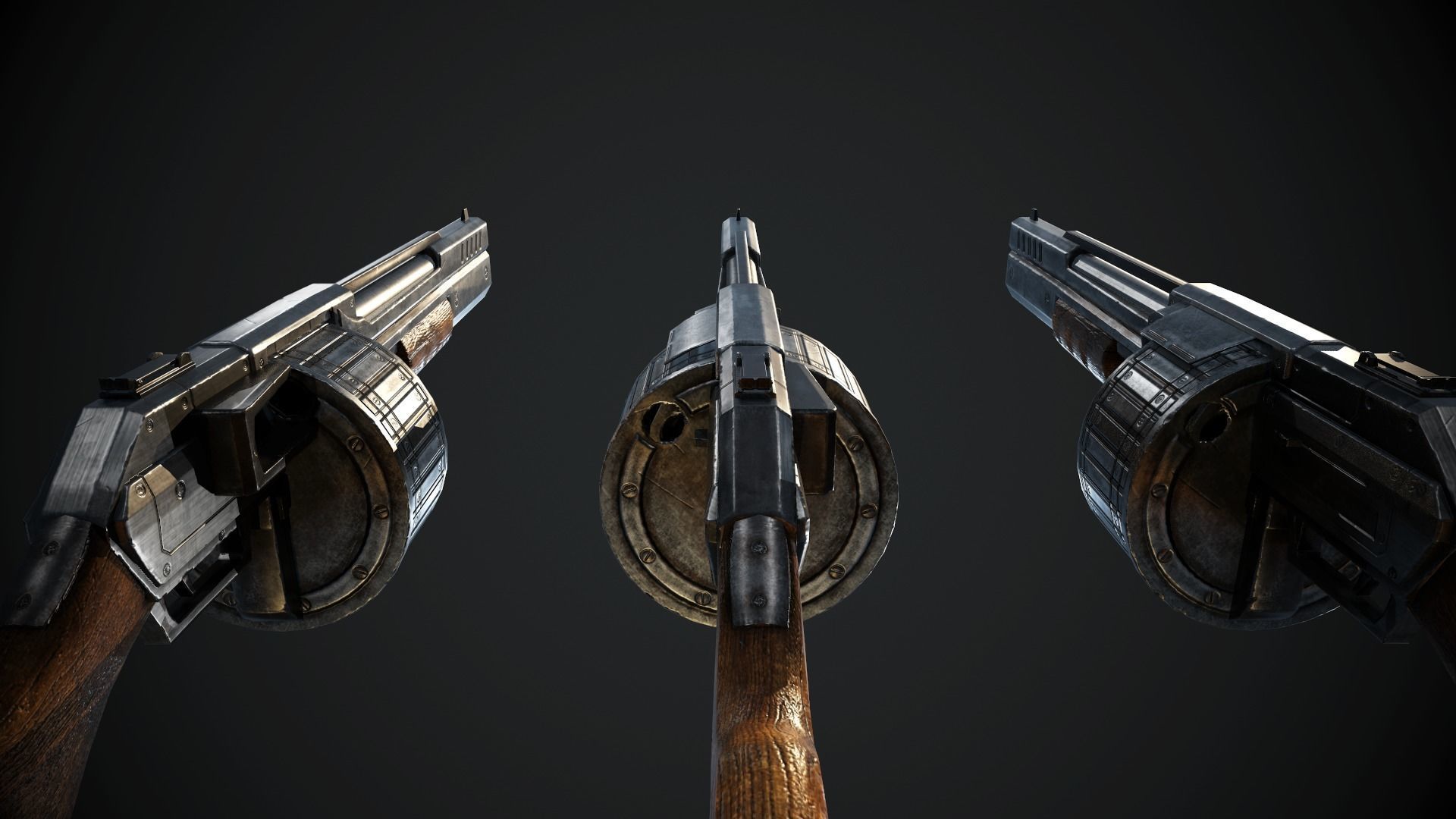 Horn 3 gun Low-poly 3D model_4