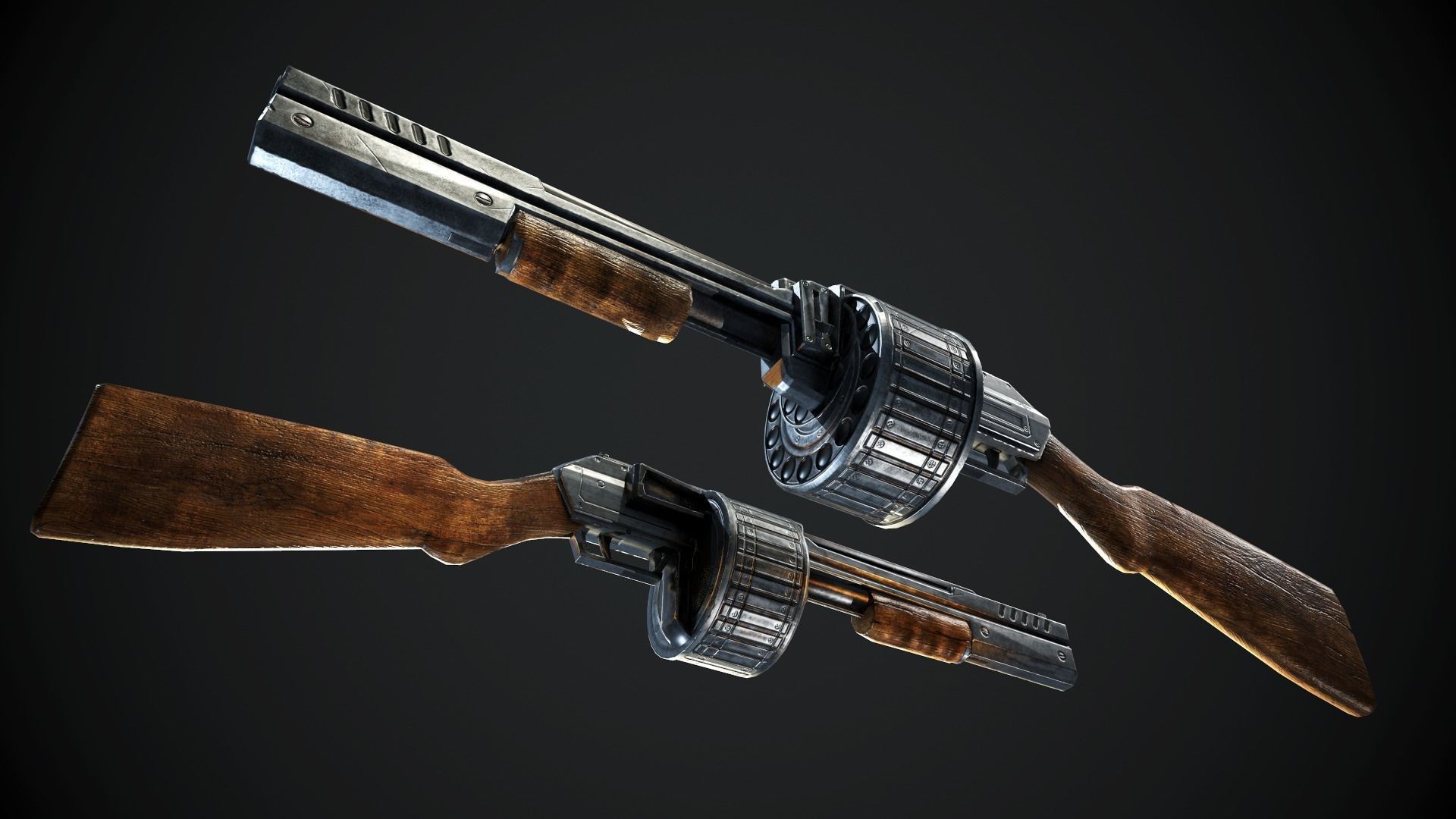 Horn 3 gun Low-poly 3D model_3