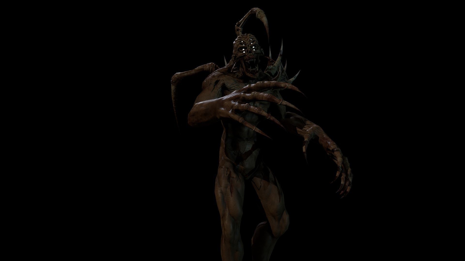 Mutant4 undead creature with horns and claws Low-poly 3D model_27