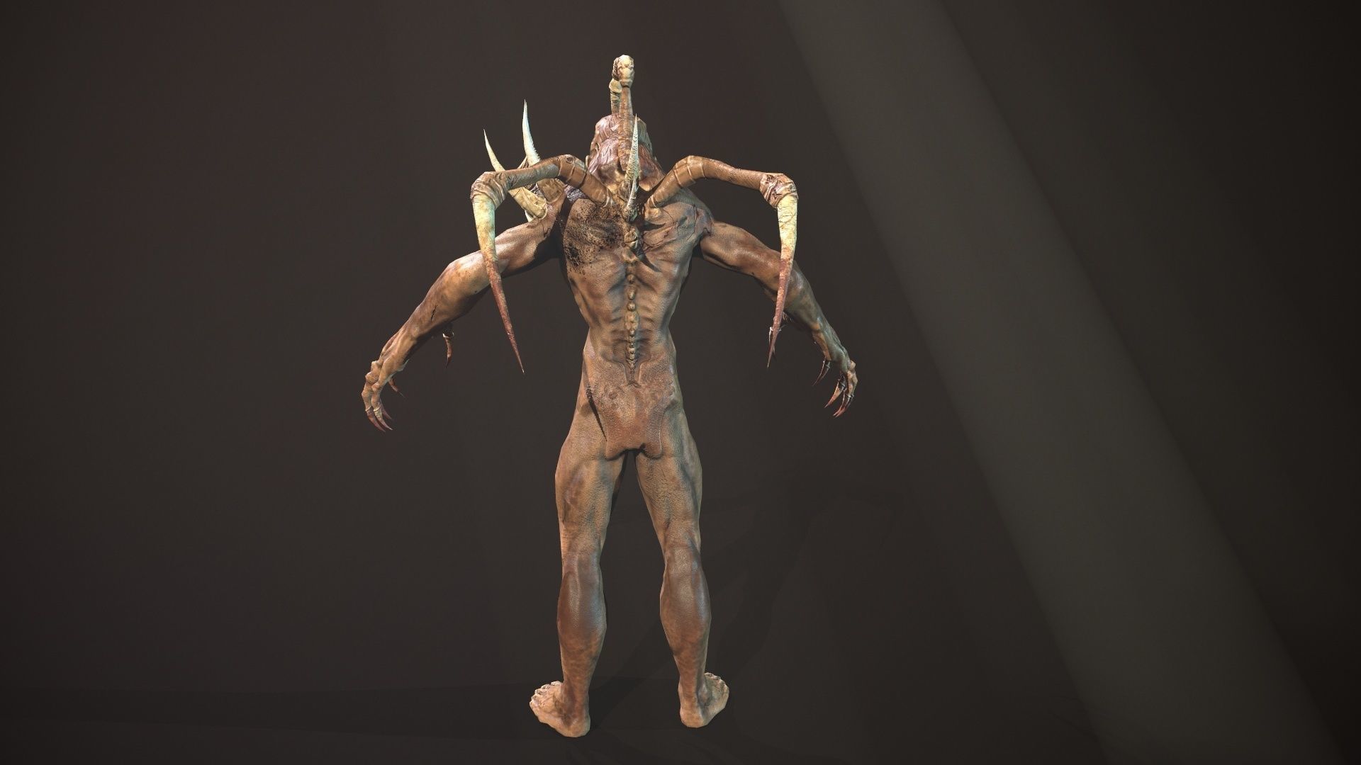 Mutant4 undead creature with horns and claws Low-poly 3D model_12