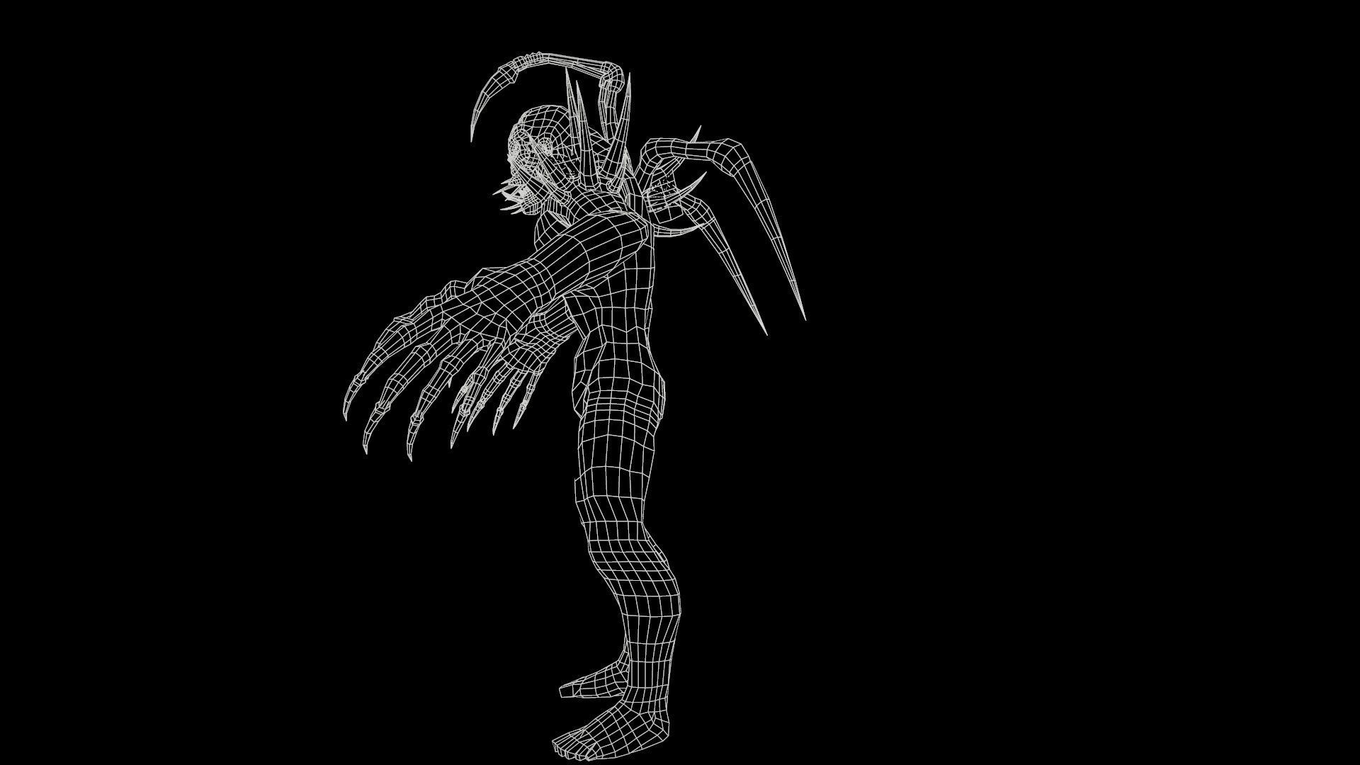 Mutant4 undead creature with horns and claws Low-poly 3D model_15
