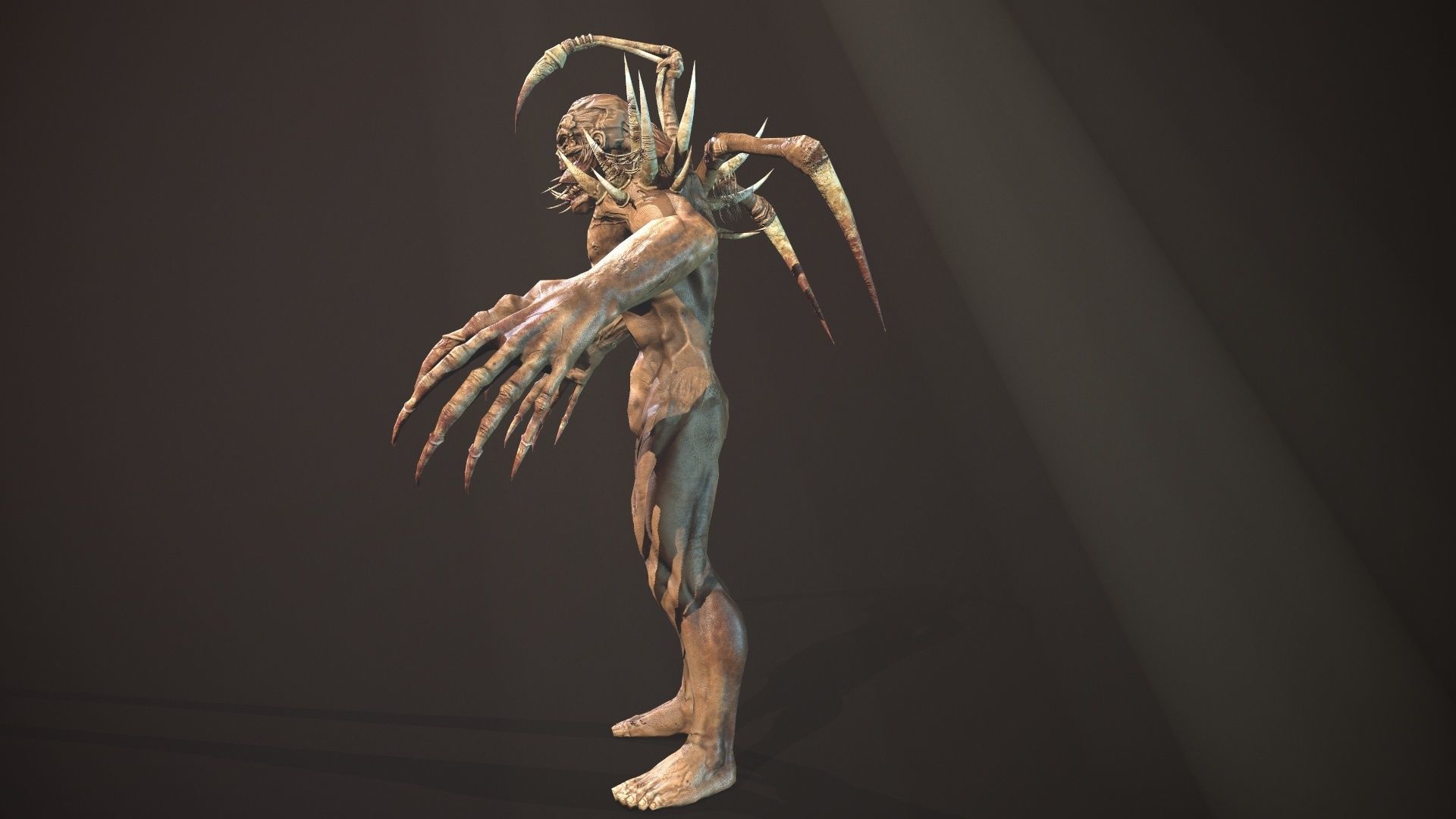 Mutant4 undead creature with horns and claws Low-poly 3D model_11