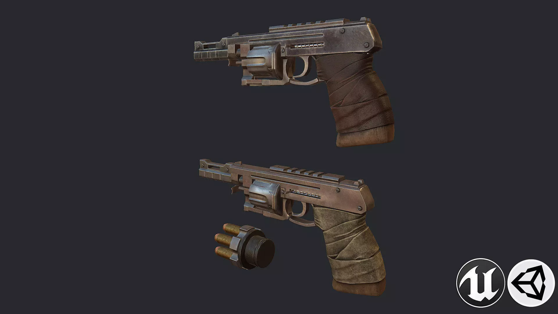 Argument gun and pistol Low-poly 3D model_0