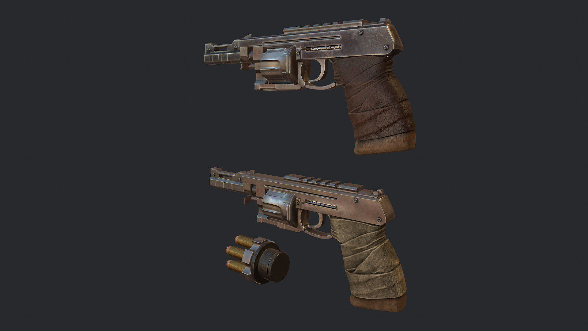 Argument gun and pistol Low-poly 3D model_3