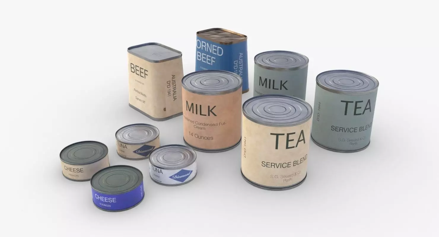 Australian Combat Rations WWII Low-poly 3D model_0