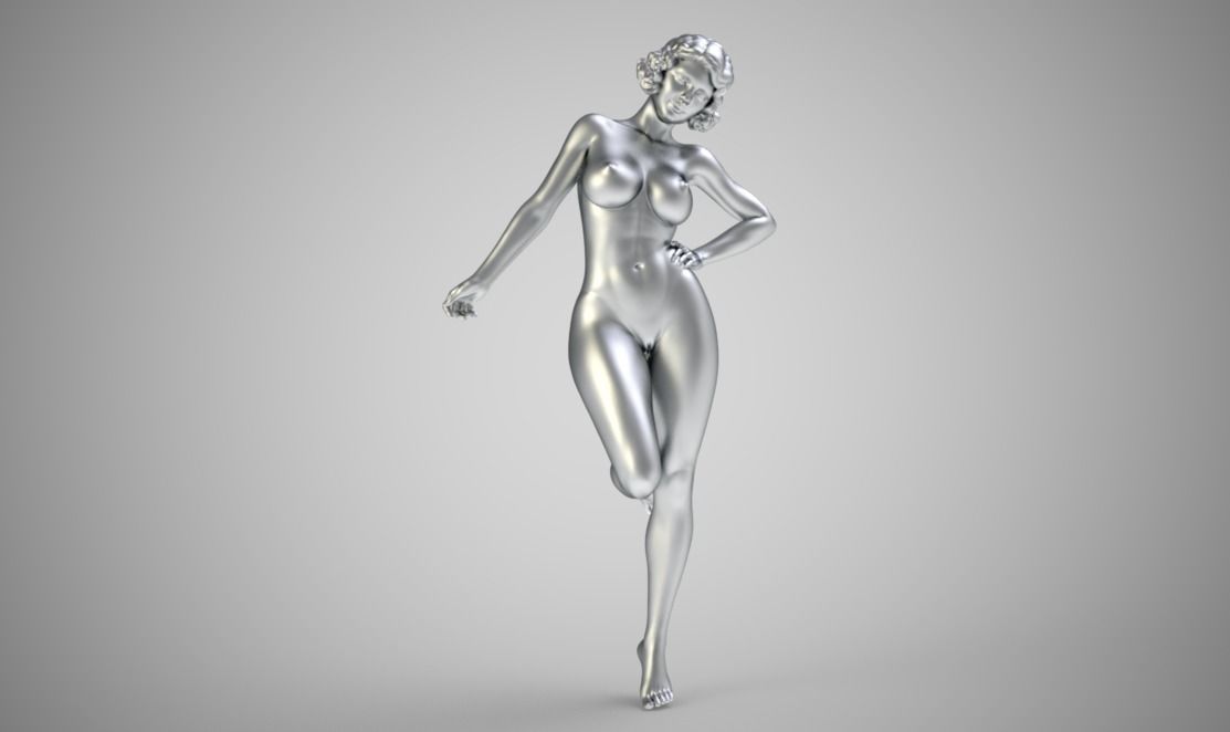 Euphoria silver nude woman 3D print model_3