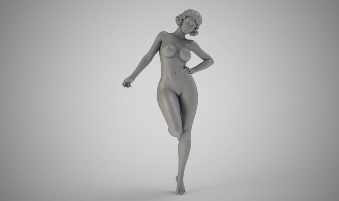Euphoria silver nude woman 3D print model_1