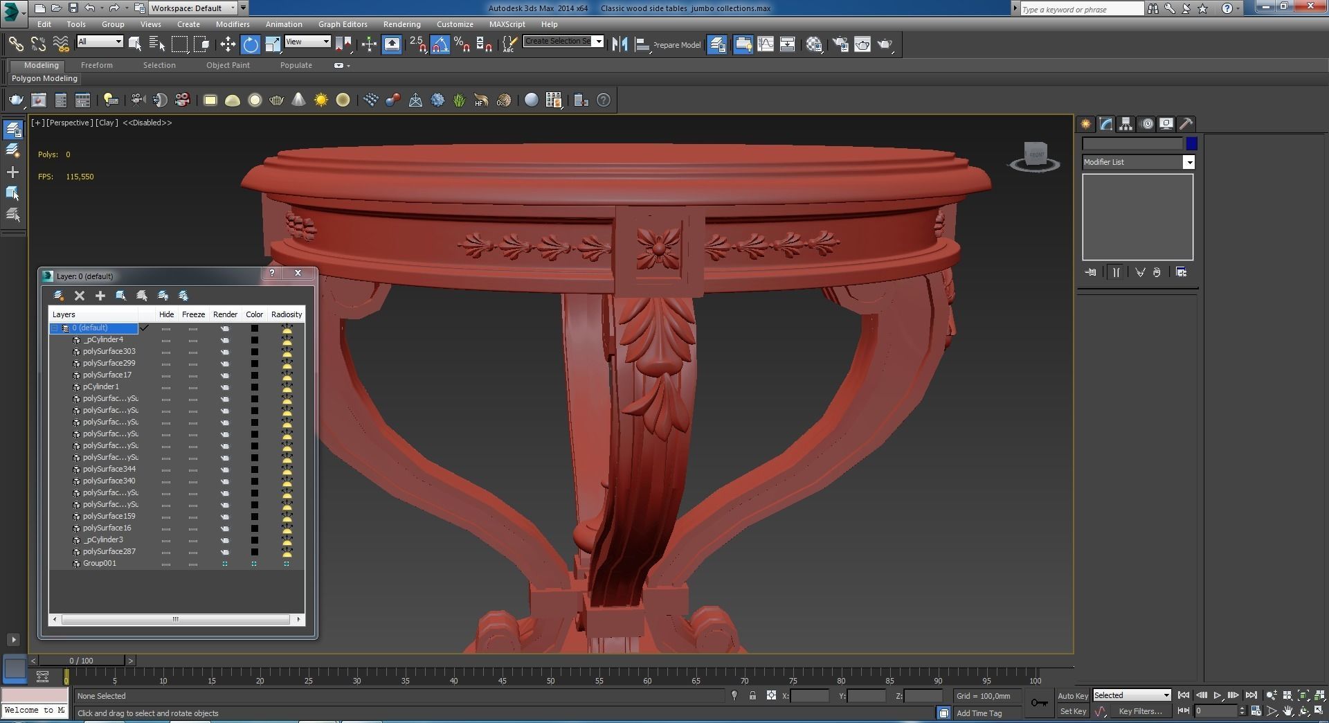 Classic wood side tables jumbo collections 3D model_13
