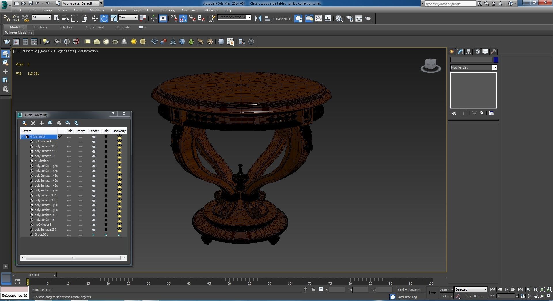 Classic wood side tables jumbo collections 3D model_5