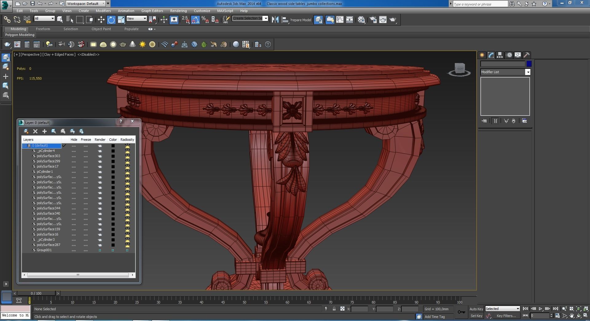 Classic wood side tables jumbo collections 3D model_14