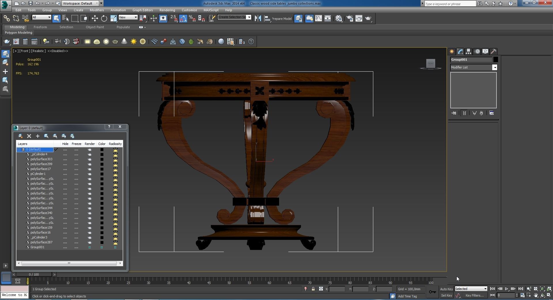 Classic wood side tables jumbo collections 3D model_1