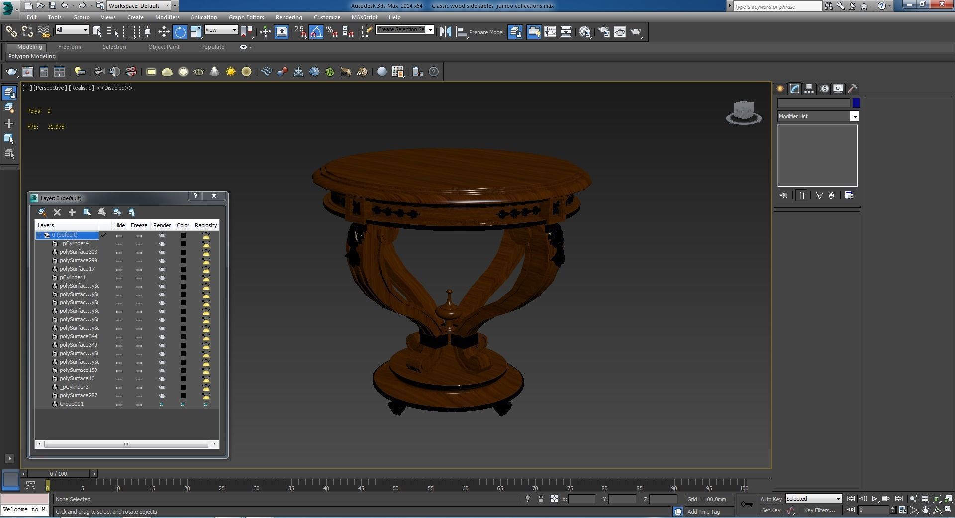 Classic wood side tables jumbo collections 3D model_3