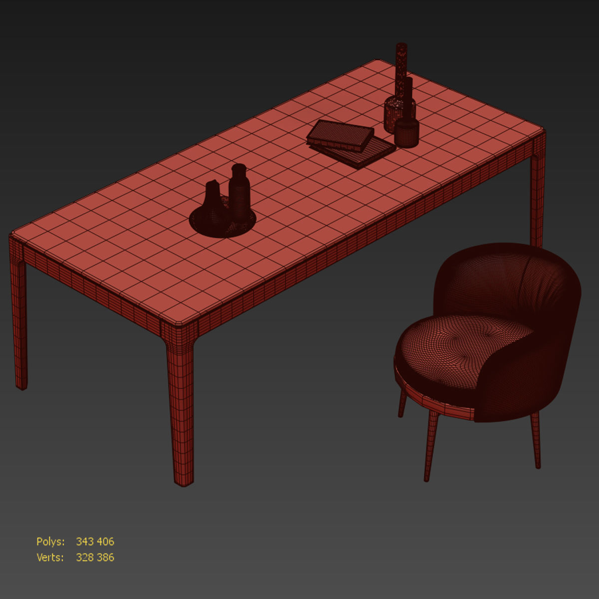 Chair and table Porada  3D model_7