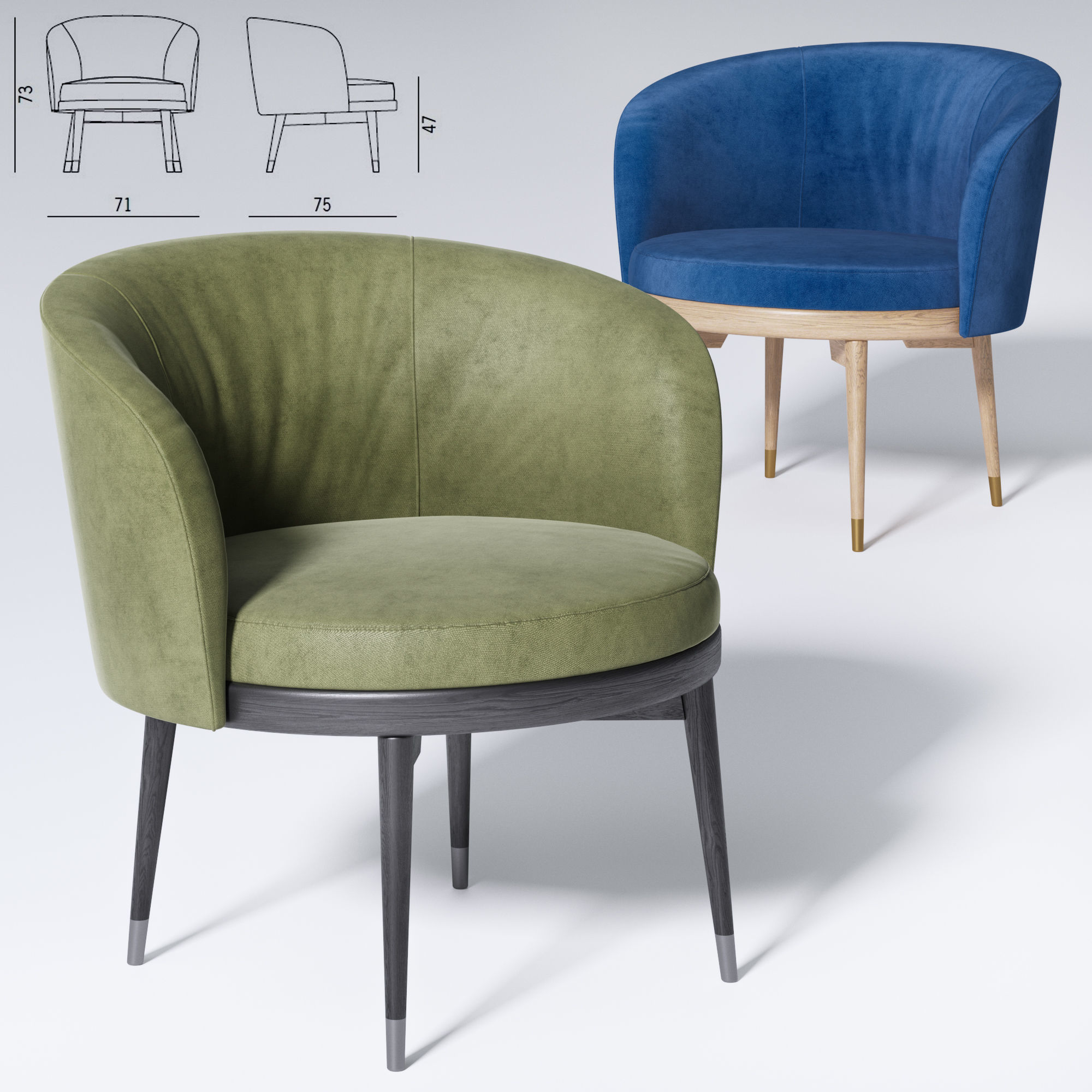 Chair and table Porada  3D model_5