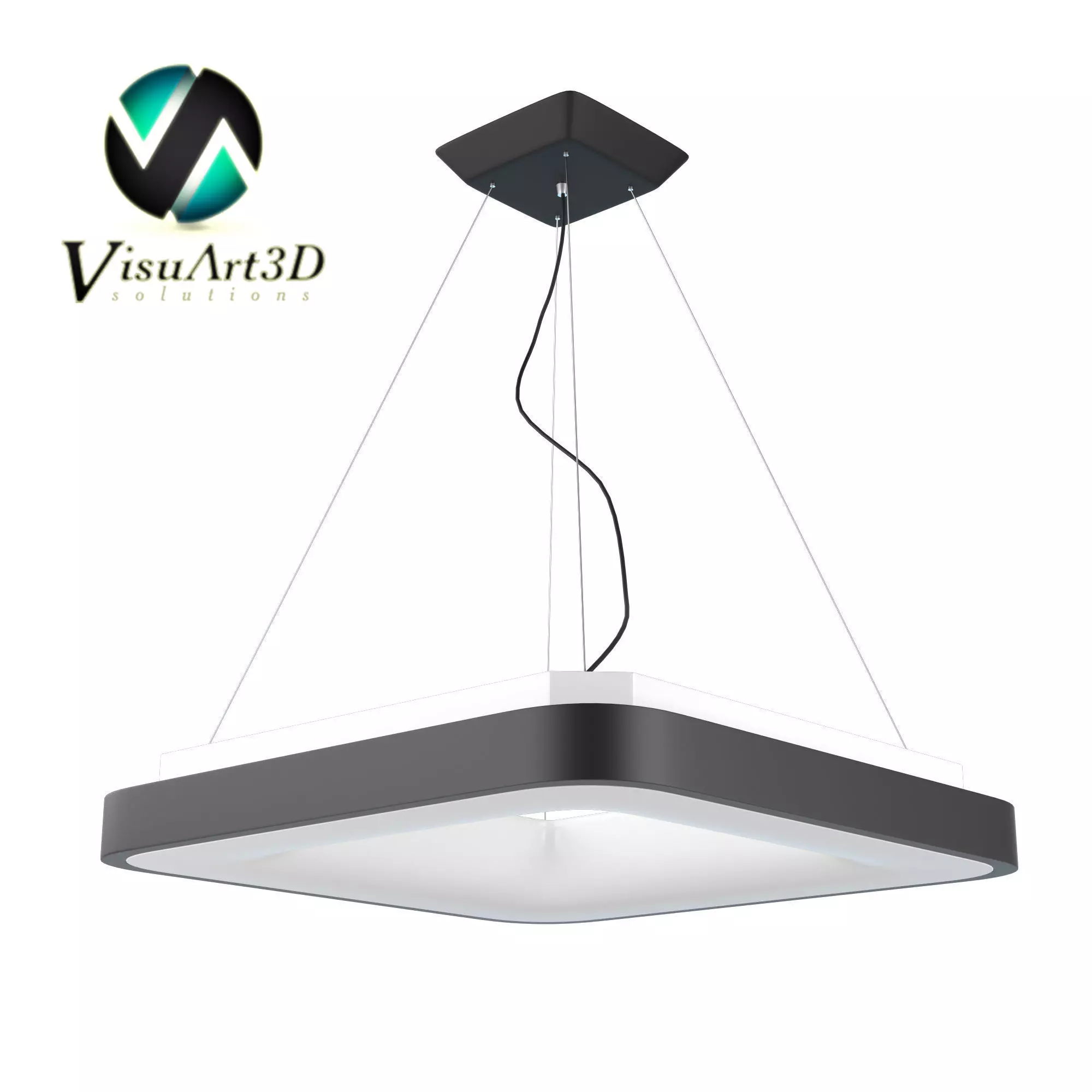 Light 4 model square led pendant 3D model_0