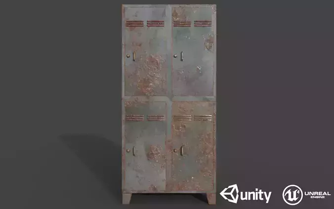  Old Rusty iron Steel Cabinet Low-poly 3D model