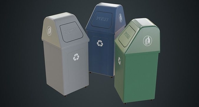 Dustbin 5A Low-poly 3D model