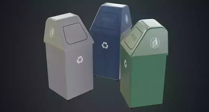 Dustbin 5A Low-poly 3D model
