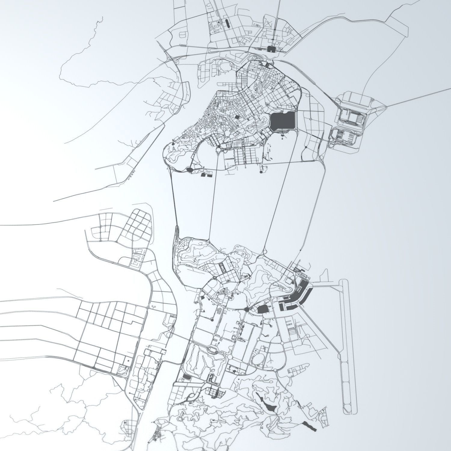 Macau Road Network and Streets 3D model_4