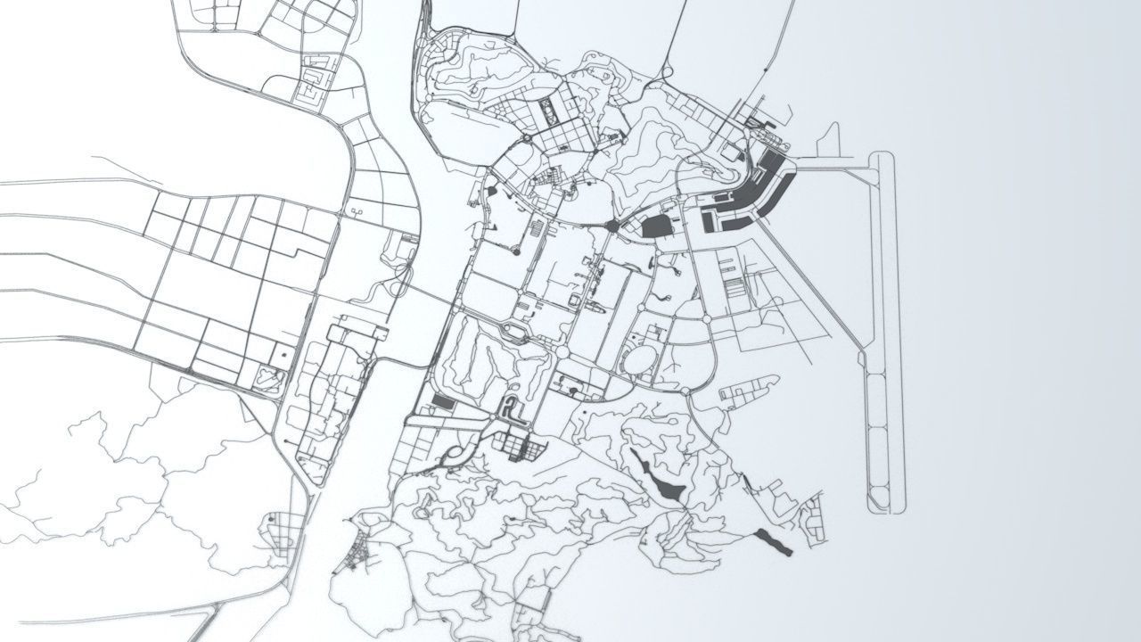 Macau Road Network and Streets 3D model_3