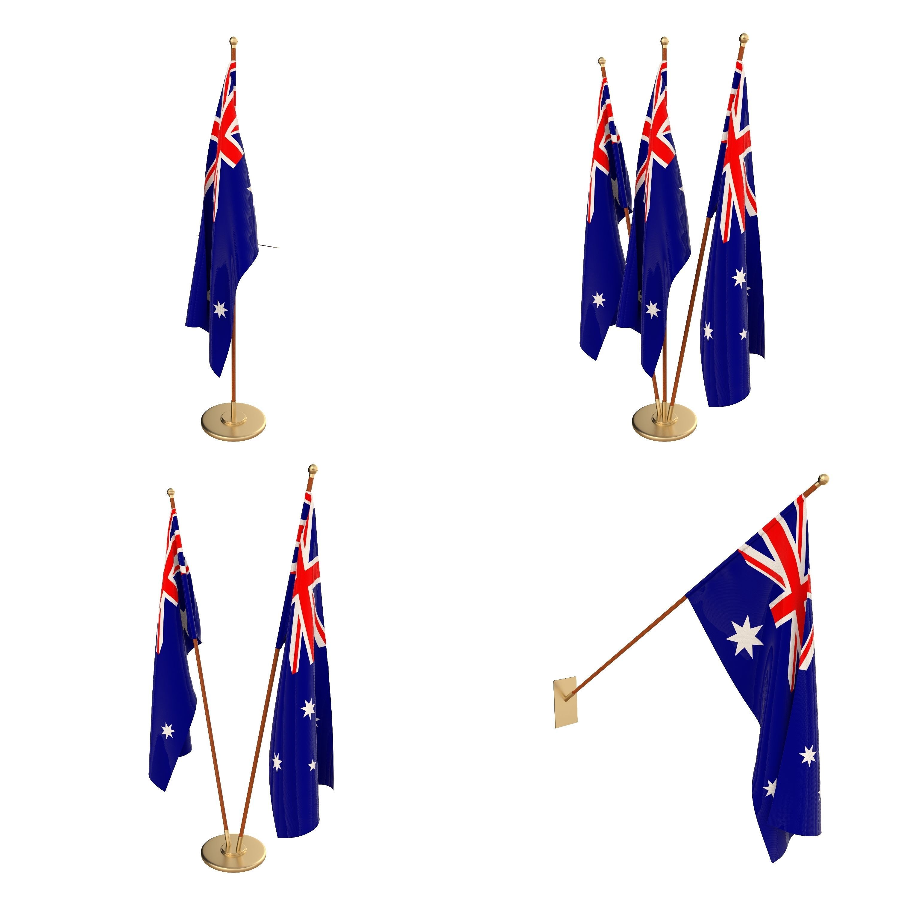 Australia Flag Pack 3D model_1