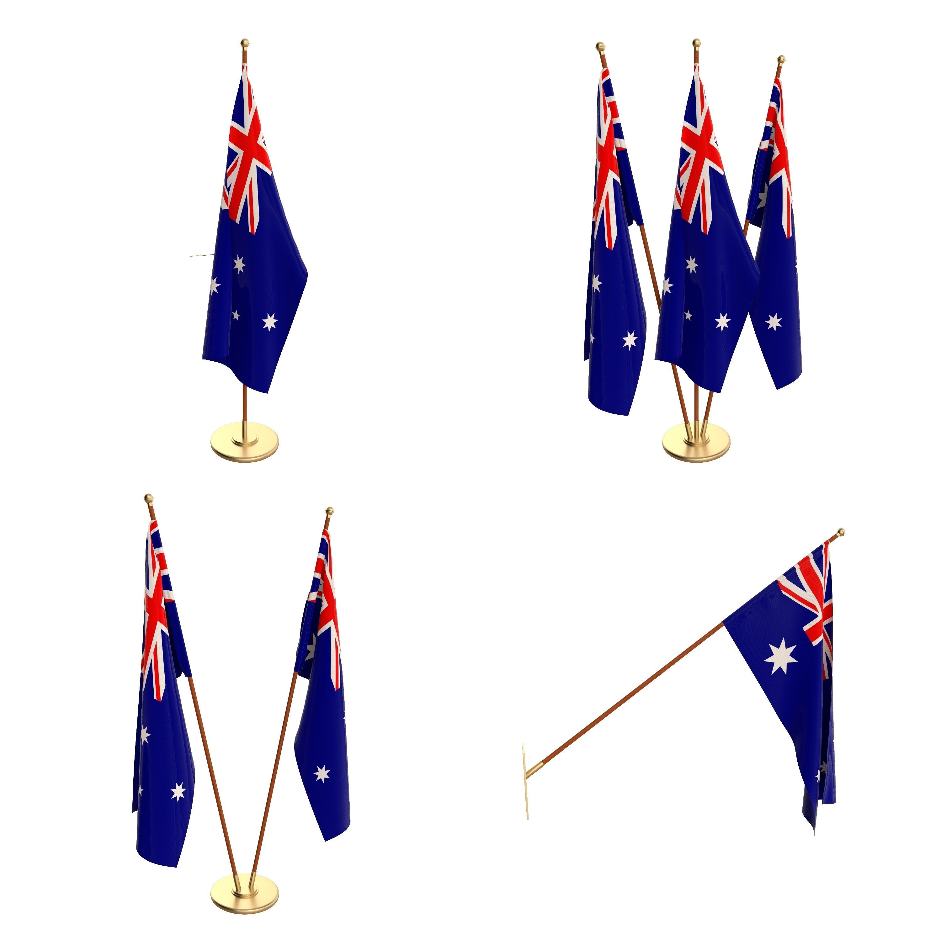 Australia Flag Pack 3D model_2
