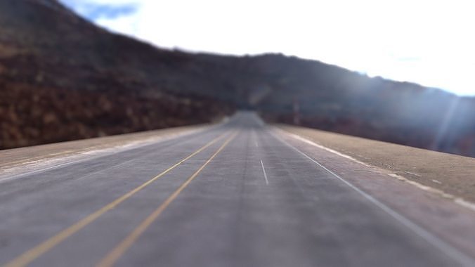  Desert road low poly - complete scene Low-poly 3D model