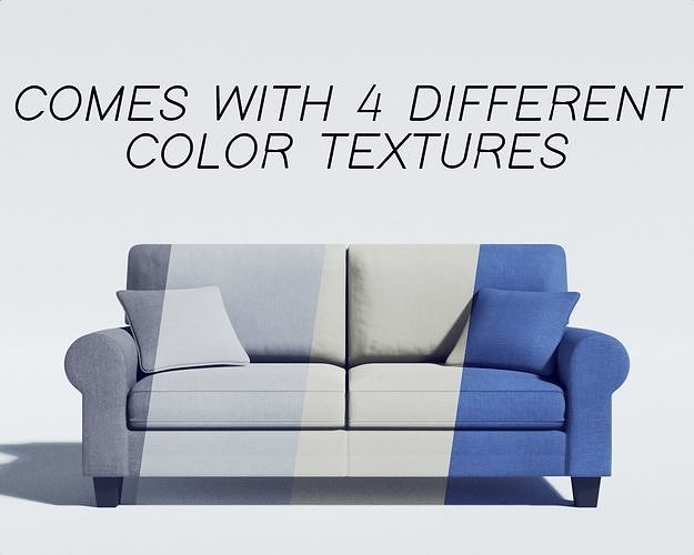 sofa - buxton 73 rolled arm Low-poly 3D model 2