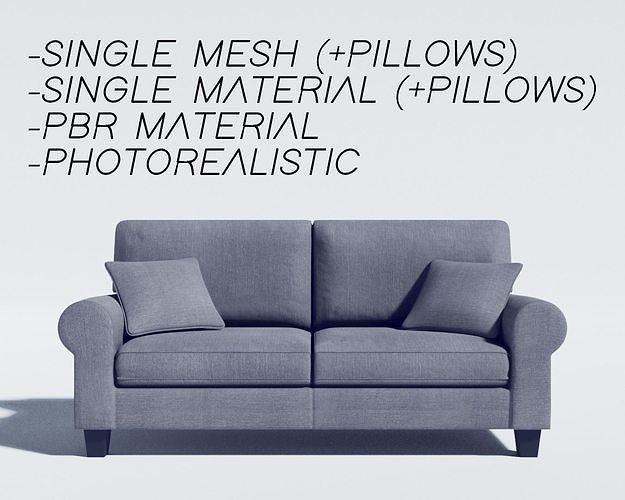 sofa - buxton 73 rolled arm Low-poly 3D model 3