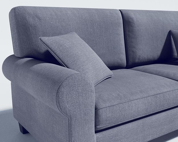sofa - buxton 73 rolled arm Low-poly 3D model 4