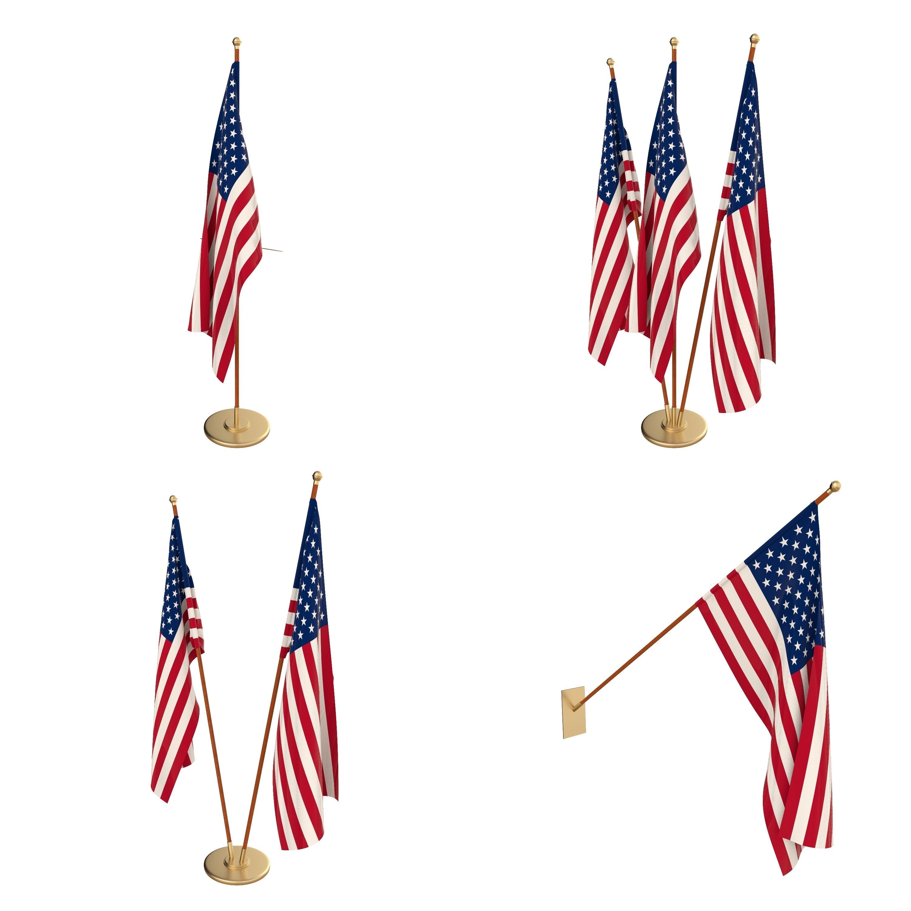 US Flag Pack 3D model_1