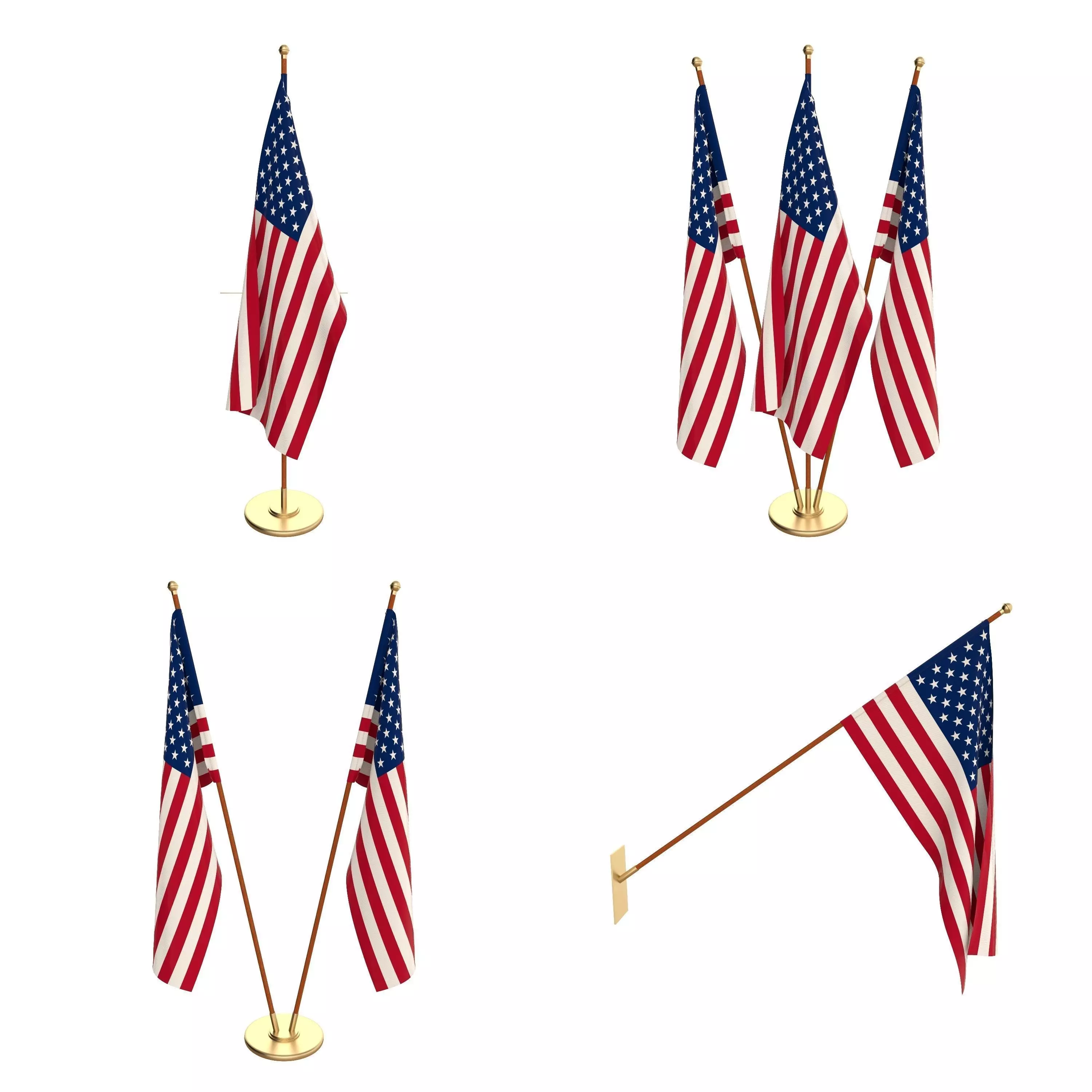 US Flag Pack 3D model_0