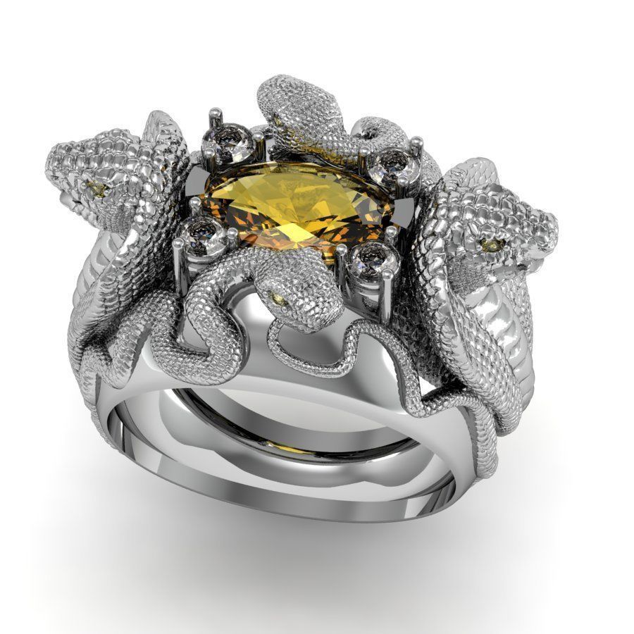 ring four snakes 3D print model_14