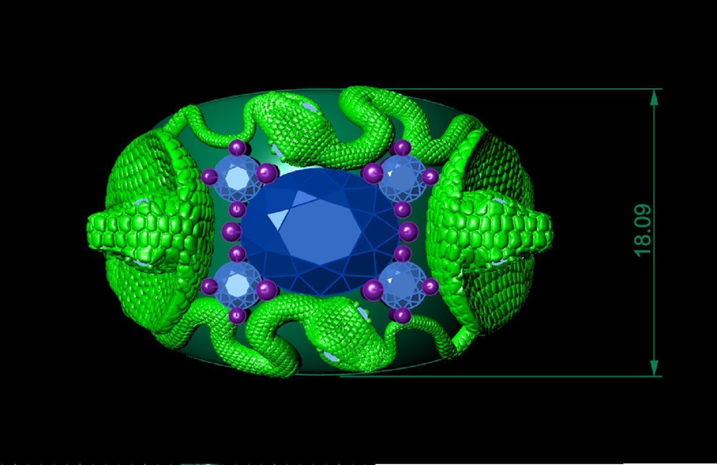 ring four snakes 3D print model_8